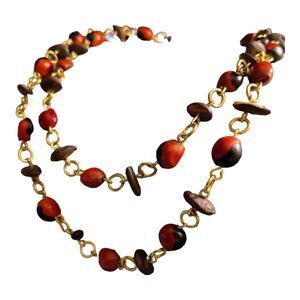 Huayruro Seeds beaded Boho Long necklace Handmade From Natural Peruvian Seeds